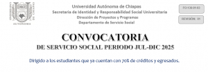 Convocatoria de Servicio Social Periodo Julio-Diciembre 2025